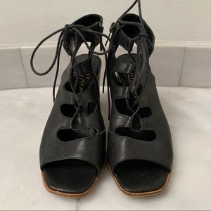 Mimosa Open Toe Heel/Bootie Black Leather